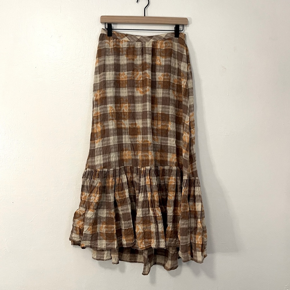 Urban outfitters Million Miles Plaid Midi Skirt small